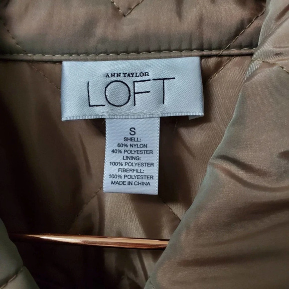 ANN TAYLOR LOFT | Quilted Metallic Iridescent Trench Coat Small - Picture 6 of 11